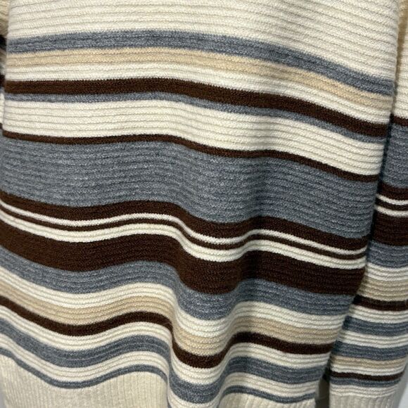 Thread & Supply Striped Sweater Womens M Cream Brown Gray Boxy NWT Coastal - Picture 2 of 11